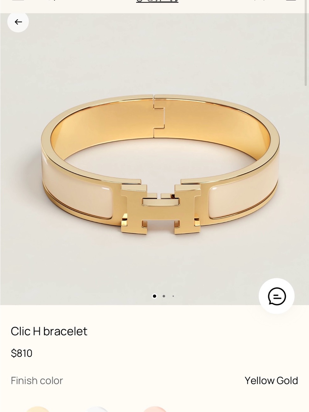 Authentic Hermès Clic H Enamel PM Bracelet in White and Yellow Gold with Receipt